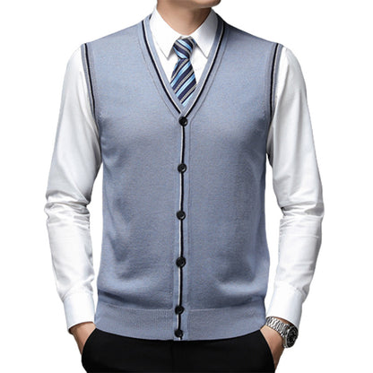 Men's V-neck Vest Knitted Cardigan