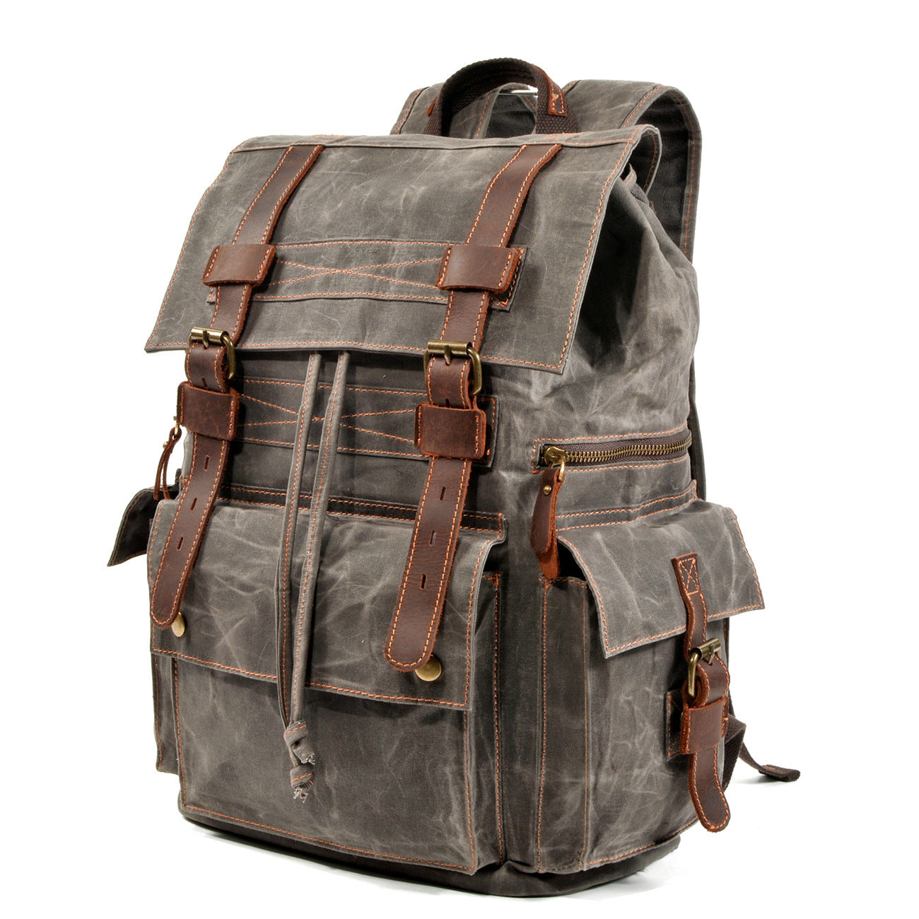 Men's Beeswax Canvas Travel Retro Backpack