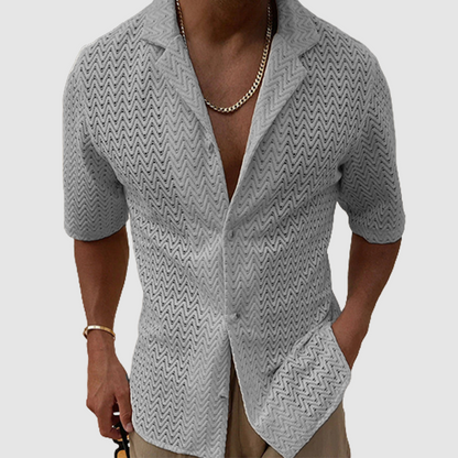 Men's Hollowed-out Lapel Knit Short Sleeve