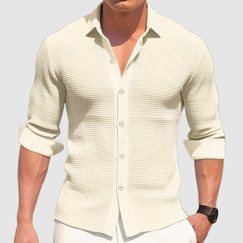 Men's Solid Color Lapel Shirt