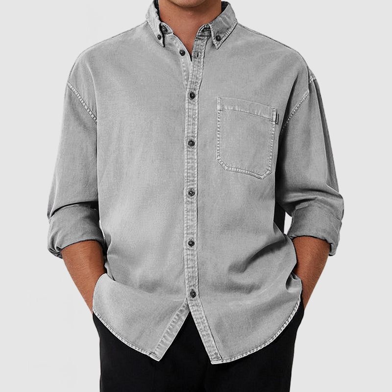 Men's Premium Washed Cotton Pocket Shirt