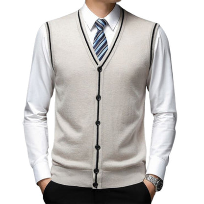 Men's V-neck Vest Knitted Cardigan