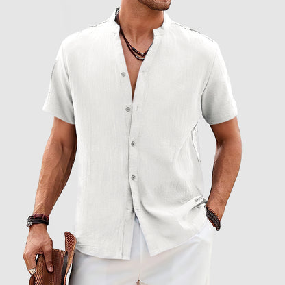 Men's Cotton Linen Short Sleeve Shirt