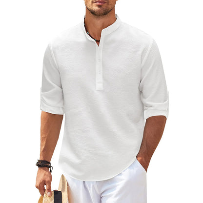 Men's Linen Henley Long Sleeve Shirt