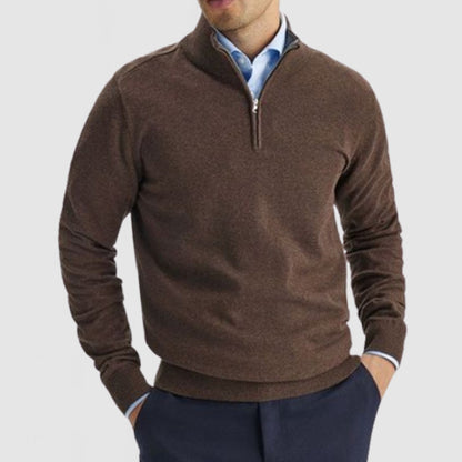 Men's Stand Collar Zip Wool Polo Shirt