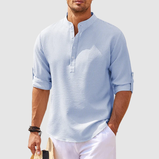 Men's Linen Henley Long Sleeve Shirt