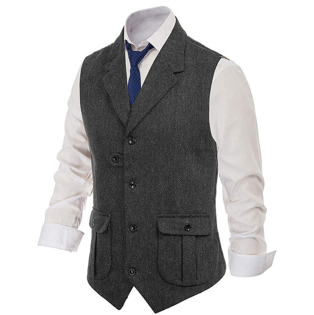 Men's Retro Flip Collar Slim Fitting Vest