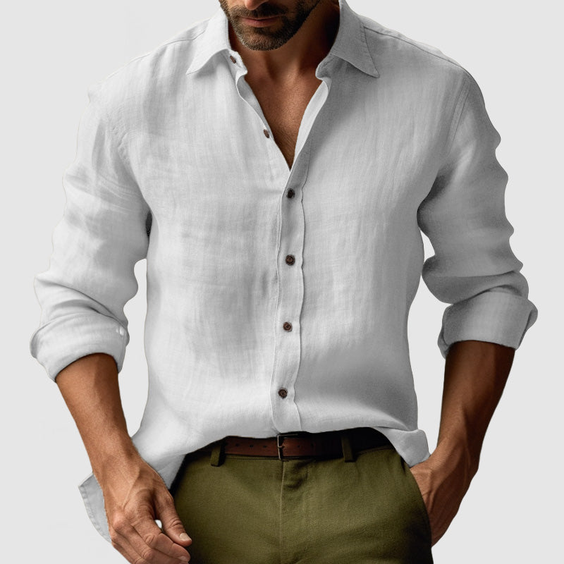 Men's Vintage Linen Long Sleeve Shirt