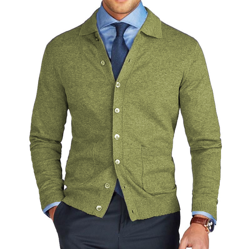 Men's Classic Lapel Pocket Knit Cardigan