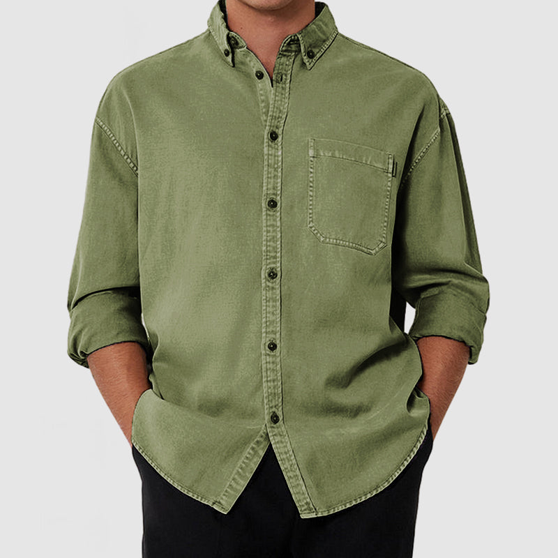 Men's Premium Washed Cotton Pocket Shirt