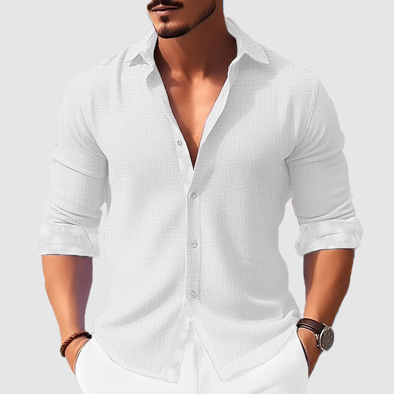 Men's Linen Long Sleeve Lapel Shirt