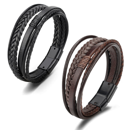 Fashion leather rope hand woven bracelet men's bracelet