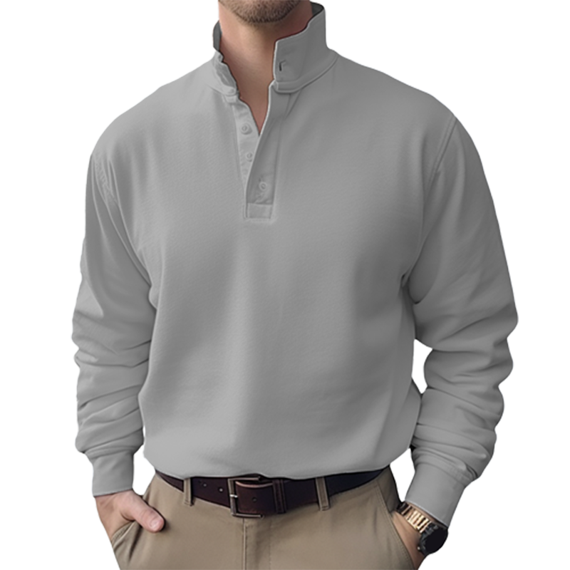 Men's Standing Collar Long Sleeve Shirt