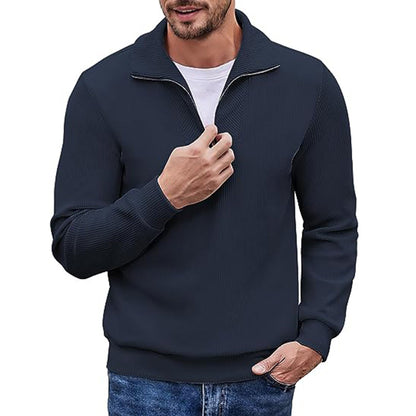 Men's Quarter Zip Sport Long Sleeve Sweater