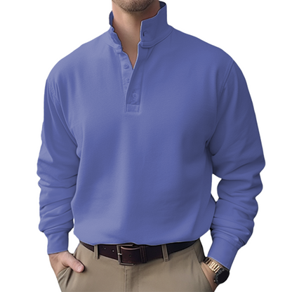 Men's Standing Collar Long Sleeve Shirt