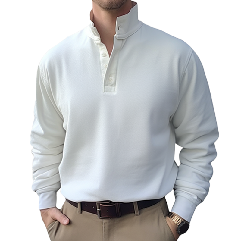 Men's Standing Collar Long Sleeve Shirt