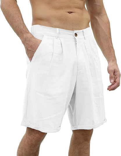 Men's Plain Linen Pocket Beach Shorts