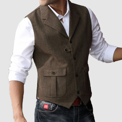 Men's Retro Flip Collar Slim Fitting Vest