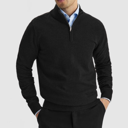 Men's Stand Collar Zip Wool Polo Shirt