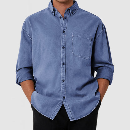 Men's Premium Washed Cotton Pocket Shirt