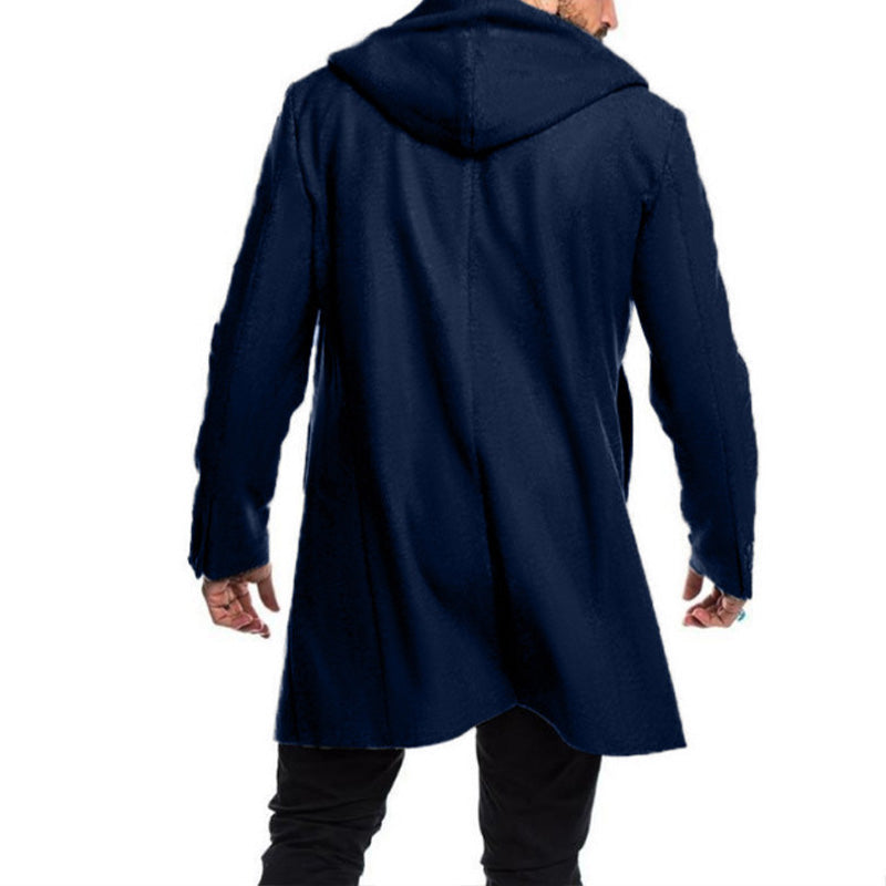 Men's Horn Button Wool Hooded Coat