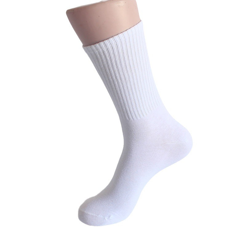 Men's socks autumn and winter high rubber tendon leg socks men's running socks large size solid color medium tube socks