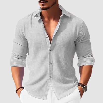 Men's Linen Long Sleeve Lapel Shirt