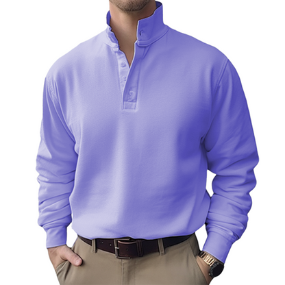 Men's Standing Collar Long Sleeve Shirt