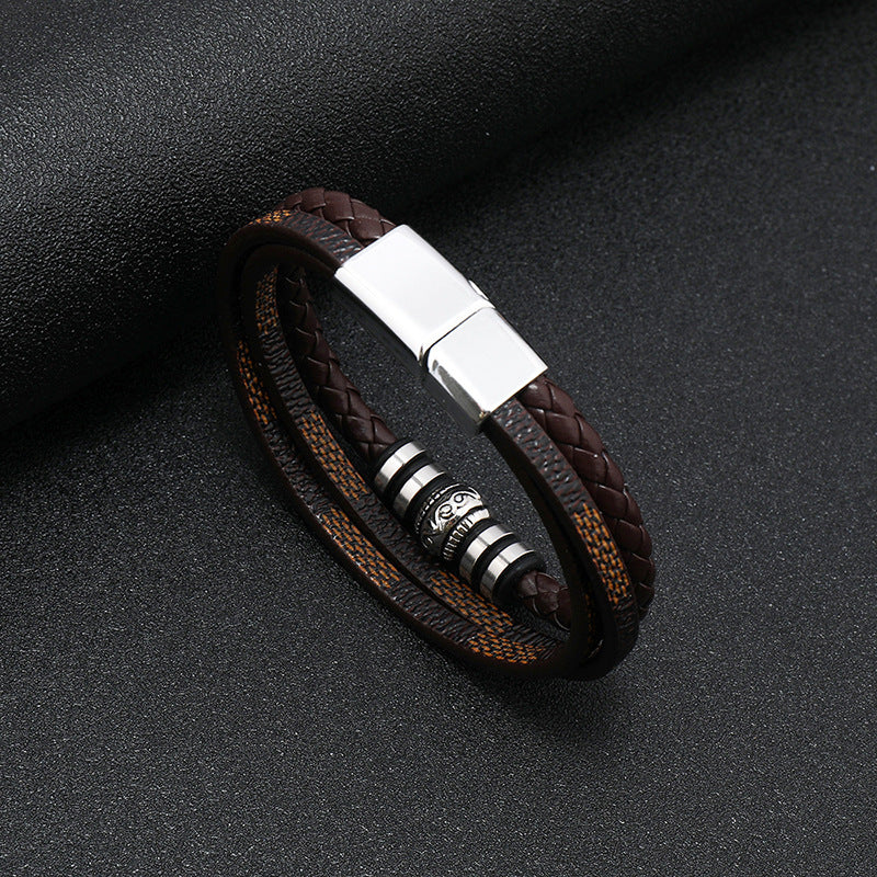 Simple Men's Multilayer Vintage Leather Bracelet